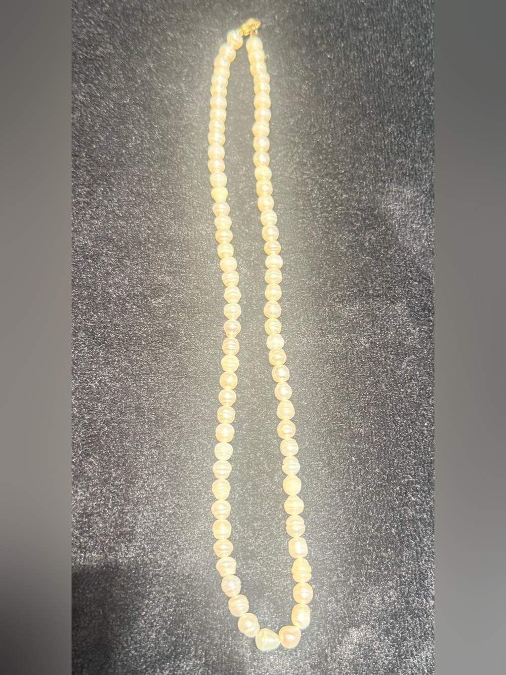 Vintage Freshwater Cultured Pearl Necklace 18” White Baroque Ringed Pearls 20g